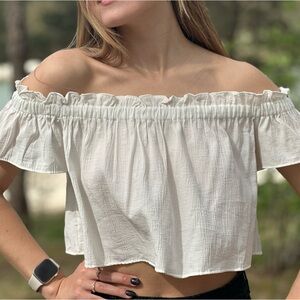 Bershka White Off-Shoulder Top